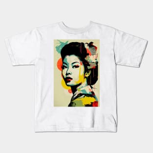 Vintage asian woman in pop-art style Kids T-Shirt